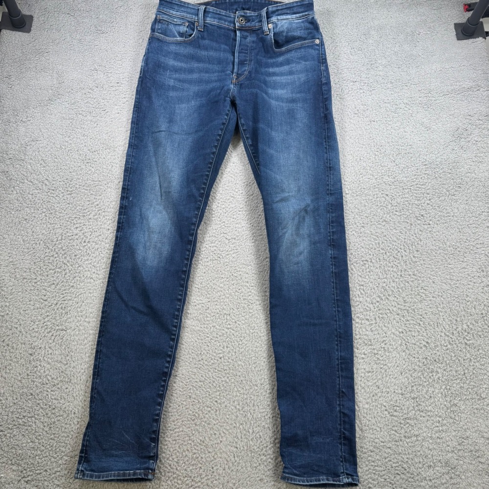 G-Star RAW Mens Slim Fit Jeans 33x33 Blue Medium Wash Stretch Denim Button Fly